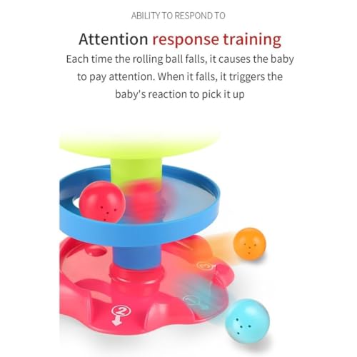 Image of PLUSPOINT Monkeyball Drop Toy for Babies & Toddlers - 5-Layer Tower with Swirling Ramps, 3 Rattle Balls, Multicolor Educational Development Toy Set for Early Learning