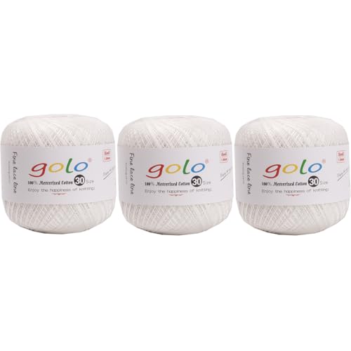 Image of golo 3 Balls Crochet Thread Size 30 Embroidery Thread Yarn for Hand Kniting Yarn for Tatting 703