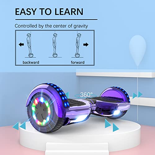 RCB Hoverboards with Go Kart Seat Bundle for Kids Segways Built in LED lights Bluetooth Speaker Hoverboards, Gift for Kids and Adult