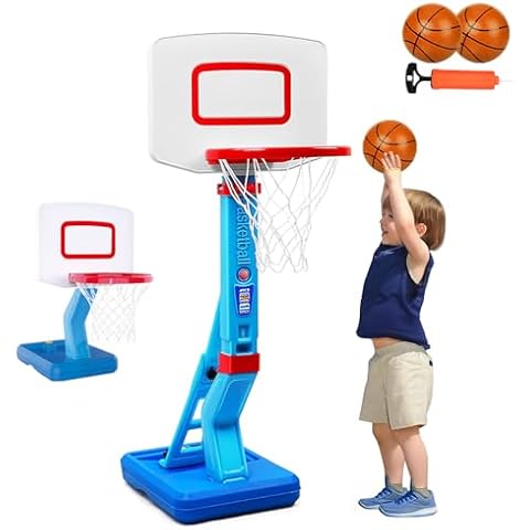 Toddler Basketball Hoop Indoor for Age 1-3, Adjustable Kids Basketball Hoop, Mini Basketball Hoop for Outdoor Poolside, Birthday Christmas Sport Toys Gift for Boys Baby Girls Children Age 1 2 3-5 4-8 Cover