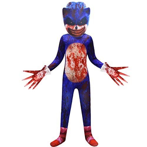 DYWPYCLQ Kids Boy or Girl One Piece One Piece + Mask + Gloves + Mask Halloween Costume Clothes Set Costumes 4-10 Years (Blue, 4-5Years)
