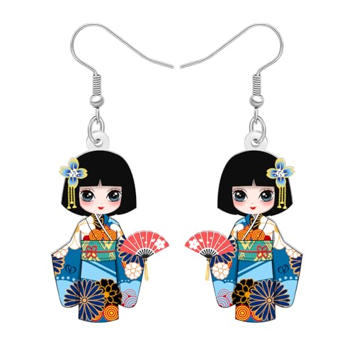WEVENI Acrílico Japonés Regalo Kimono Kokeshi Muñeca Pendientes Gota Lindo Cosas Kawaii Regalos para Amantes de Japón Joyería de Fantasía para Mujeres Niñas (Azul) WEVENI Acrílico Japonés Regalo Kimono Kokeshi Muñeca Pendientes Gota Lindo Cosas Kawaii Regalos para Amantes de Japón Joyería de Fantasía para Mujeres Niñas (Azul)