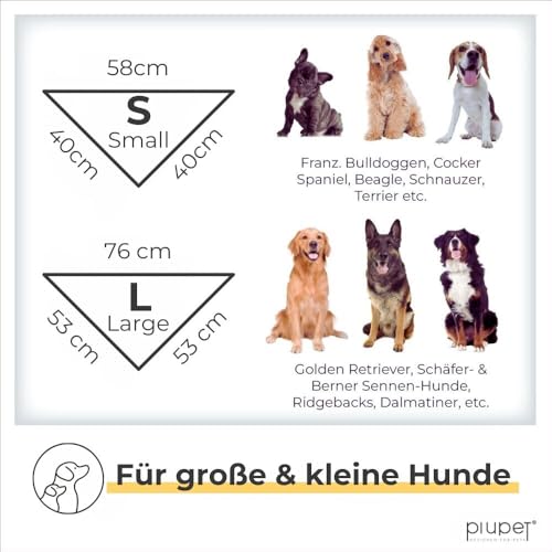 PiuPet® Hundehalstuch I 2er Set Hundehalstücher I Hundehalstuch große Hunde I Halstuch Hund I Stylisches Bandana große & kleine Hunde | Hundebekleidung & Zubehör I Schwarz/Grün | (S) 58x40x40cm