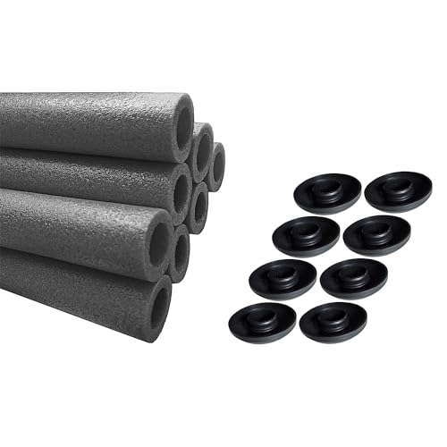 Clever Leon Schaumstoff Rohre Trampolin Stangenschutz Polster Für Trampolinstangen 8 Stück Mit Kappen Schaumstoffhülsen Für Trampolinstangen 180 cm grau