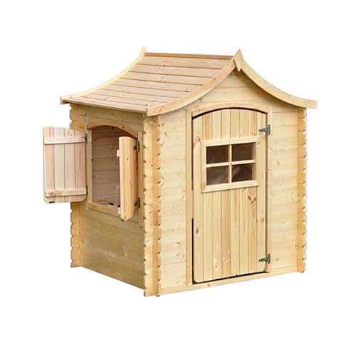 Timbela Kinderspielhaus aus Holz - Spielhaus im Freien für Kinder -...