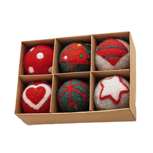 Weihnachtskugeln Filz | Süße Weihnachtsanhänger Aus Naturfilz | 6...