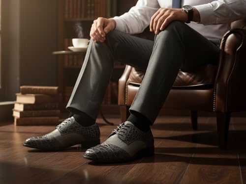 Image of Metrocharm Men's Formal Fashion Tuxedo Wedding Lace Up Cap Toe Dress Shoe croco-04
