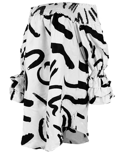 Image of WOKANSE Party Dresses for Women Off Shoulder Layered Flare Sleeve A line Ruched Plus Size Midi Summer Dress