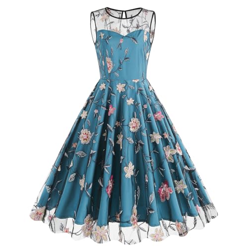 Robe florale brodée en tulle haut de gamme, coupe bal de mariage raffinée bleu paon