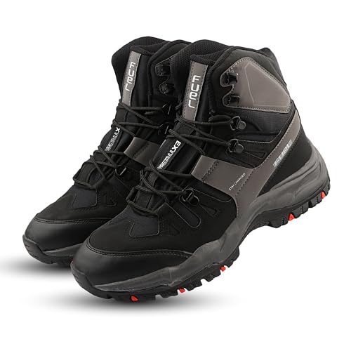 Image of FUEL Force Men's High-Ankle Boots | Rugged & Durable Synthetic Upper | Cushioned Footbed | EVA + Rubber Sole | Lace-Up Boots for Outdoor, Trekking, Hiking, Riding, Travel & Regular Use