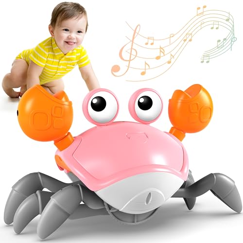 Image of ZHVV Crawling Crab Toy, Infant Tummy Time Baby Toys, Fun Interactive Dancing Walking Moving Toy Babies Sensory Induction Crabs with Music, Baby Toys Boys Girls Toddler Birthday Gifts