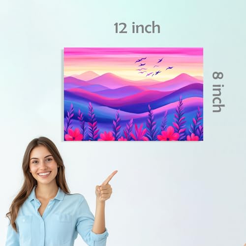 Image of SiddArtify Floral Landscape Wall Art Prints Set - Colorful Nature Poster Decor for Living Room Bedroom Office - 8x12 Sticker Pack of 6