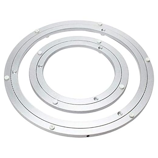 HXZ Stort svänglager (aluminiumlegering), lat Susan rund roterande bas, hållbar/korrosionsbeständig, matt silver
