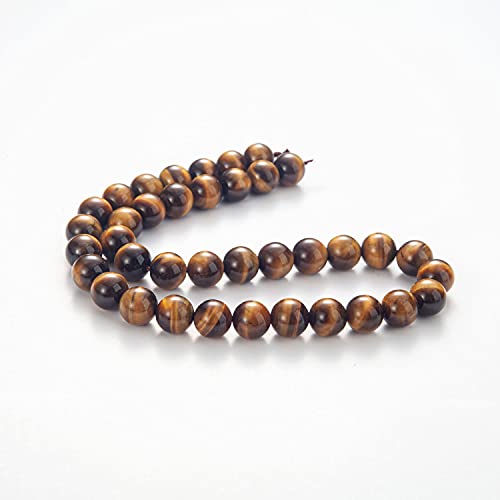 Image of 100Pcs Natural Stone Beads 8mm Yellow Tiger Eye Round Gemstone Loose Beads with Elastic Bracelet String for Bracelets Necklace Jewelry Making