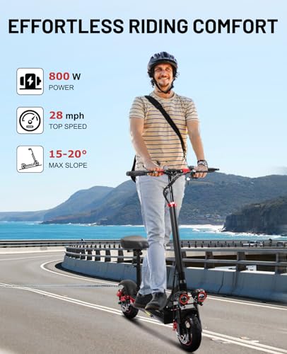 10″ Offroad Electric Scooters with Seat,800W Motor 28 Miles