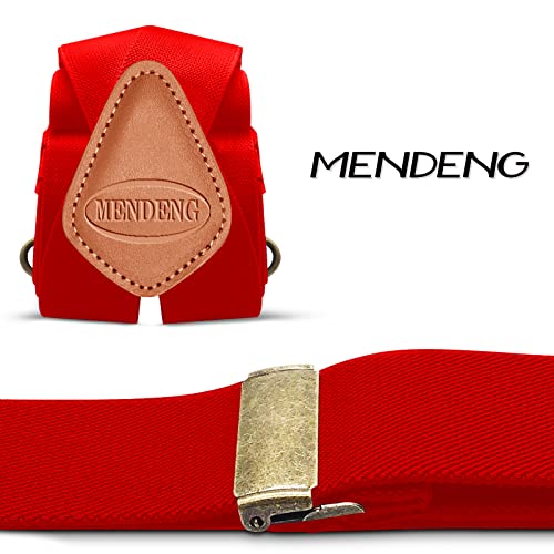 Image of MENDENG Suspenders for Men Heavy Duty Swivel Hooks Retro X-Back Adjustable Brace