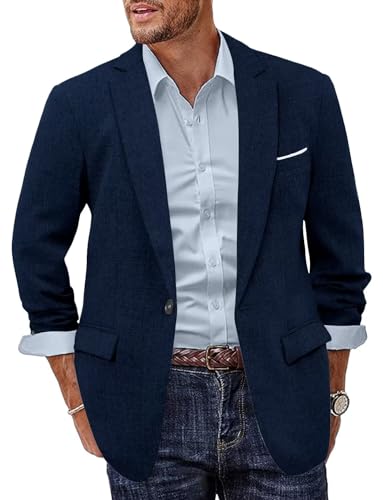 Linen Suit Coat Men One Button Sport Coat and Blazer Jackets Slim Fit Beach Wedding Suit for Men Fashion
