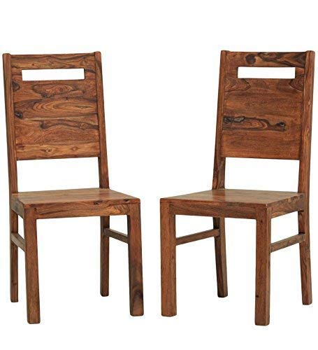 Image of Solid Sheesham Wood Dining Chairs Only | Wooden Set of 2 Dinning Chair for Kitchen & Dining Room | Rosewood, Brown Finish