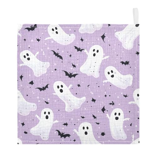 vvfelixl Ghosts and Bat Baby Burp Cloths Baby Muslin Washcloths for Boys Girls Cotton Babys Face Towel for Newborn Infants Soft and Absorbent 11.8 X 11.8 in, 5 Pack