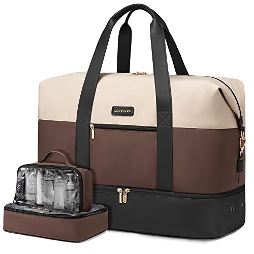 Image of LOVEVOOK Weekender Bag, Large Travel Duffel Bag for Women with 2 Packing Cubes, Carry on Overnight Bag with Shoe Compartment, Mom Hospital Bags for Labor and Delivery