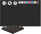 Arrowzoom 24 Akkustik Platten Akkustikschaumstoffmatten Akustikschaumstoff 25x25x5cm Fliesen Dämmung Wanddeko Pyramiden Noppenschaumstoff Breitbandabsorber Decke Foam Feuerhemmend Schwarz