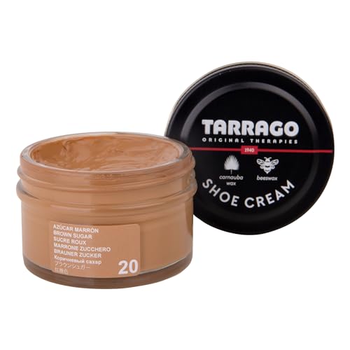 Tarrago Shoe Cream Professional Shoe Polish for Leather Boots, Shoes, Purse, Furniture Eco Friendly Leather Conditioner 1.7oz - Brown Sugar #20