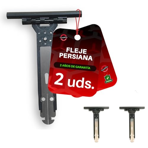 Pack 2 Flejes de Persiana de 15,5 cm | Soportes para Tirantes de Persianas Enrollables de Aluminio y PVC | Acero Inoxidable y Nylon Gris | Fleje de Seguridad de Unión de las Lamas de Persiana y el Eje