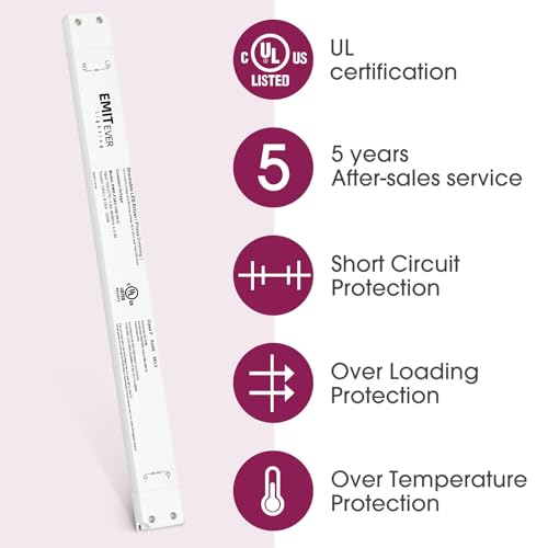 Image of EMITEVER 150W 24V Triac Dimmable LED Driver,AC 100-277V to DC,UL Listed | Forward /Reverse Phase, Triac, MLV, ELV Compatible, Works with Lutron & Leviton Dimmer, Class 2 , Transformer for LED Lights