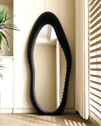 Full-Length-Mirror-Floor-Mirror-with-Stand-Wall-Mounted-Mirror-Full-Length-Floor-Mirror-Standing-Mirror-Full-Length-Irregular-Mirror-Flannel-Frame-Black