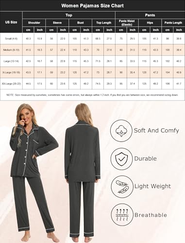 Image of Pjmlifecoco Pajamas Set Long Sleeve Womens Button Down Sleepwear Two Piece Nightwear Soft Pj Lounge Sets S-XXL