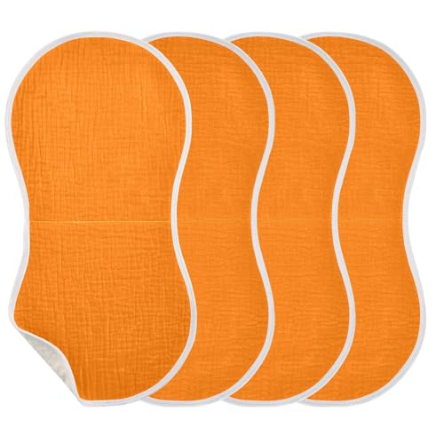 Muslin Burp Cloth for Baby 2PCS Orange Solid Color Super Absorbent Burping Cloths, Bibs for Newborn Boys Girls3
