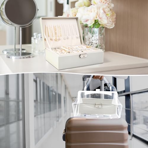 BULLA Jewellery Box, 2 Layer Jewellery Organiser with Lock, Jewellery Box for Women with Removable Tray, Earring Box for Necklace Earrings Rings Bracelets (White) - Cosy Home Interiors BULLA Jewellery Box, 2 Layer Jewellery Organiser with Lock, Jewellery Box for Women with Removable Tray, Earring Box for Necklace Earrings Rings Bracelets (White) - Image 5