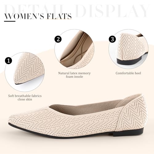 Image of Pointed Toe Flats for Women Knit Ballet Flats Women's Comfortable Dress Shoes Casual Business Work