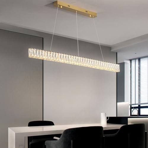 Lampe suspendue à led à intensité variable lustre en cristal moderne réglable - 2