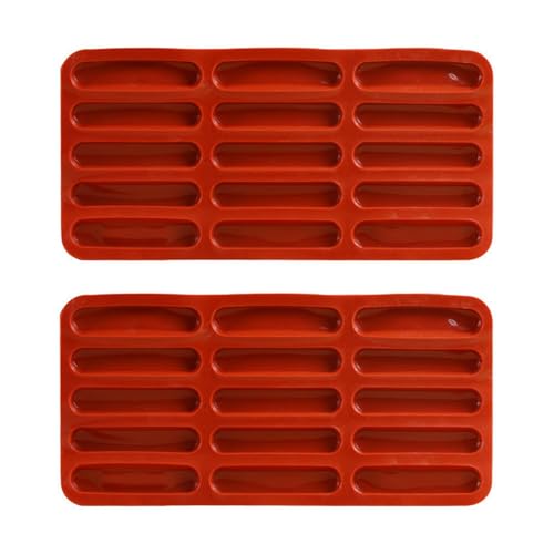 Rastapulz 2 moldes de silicona para galletas de dedo Tiramisú, con 15 huecos, forma de barra de chocolate, forma de rayas largas