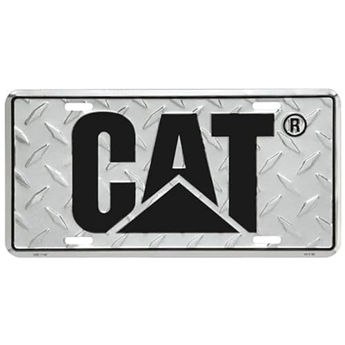 Caterpillar Equipment License Plate Black & Silver Traditional Style