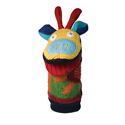 Image of Cate and Levi 12 inch Handmade Giraffe Hand Puppet (Premium Reclaimed Wool), Colors Will Vary