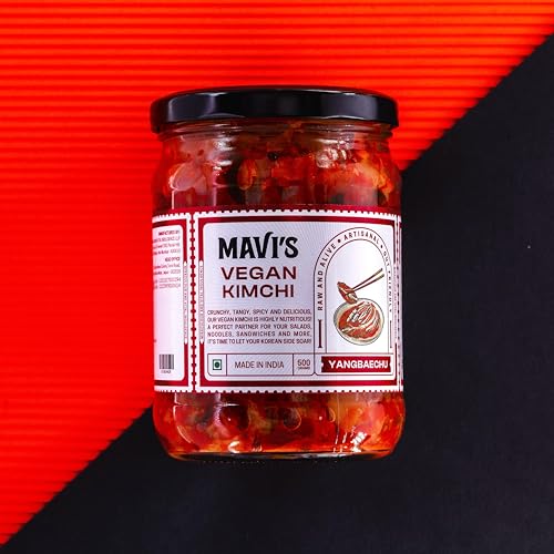 Image of MAVI's Vegan Kimchi | Korean Kimchi | Artisanal Probiotic Pickle | 100% Natural, Organic & Vegan | No Preservatives, No Artificial Flavour or Colour | 500g | Pack of 1