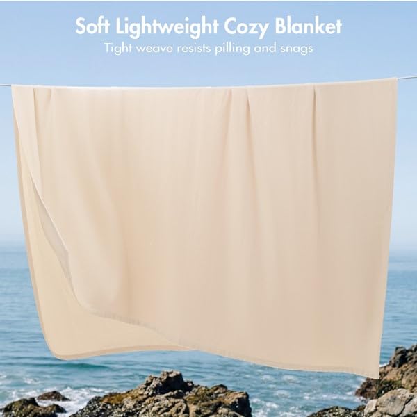 Image of Madison Park 100% Egyptian Cotton Summer Blanket Full Queen Size, Beige