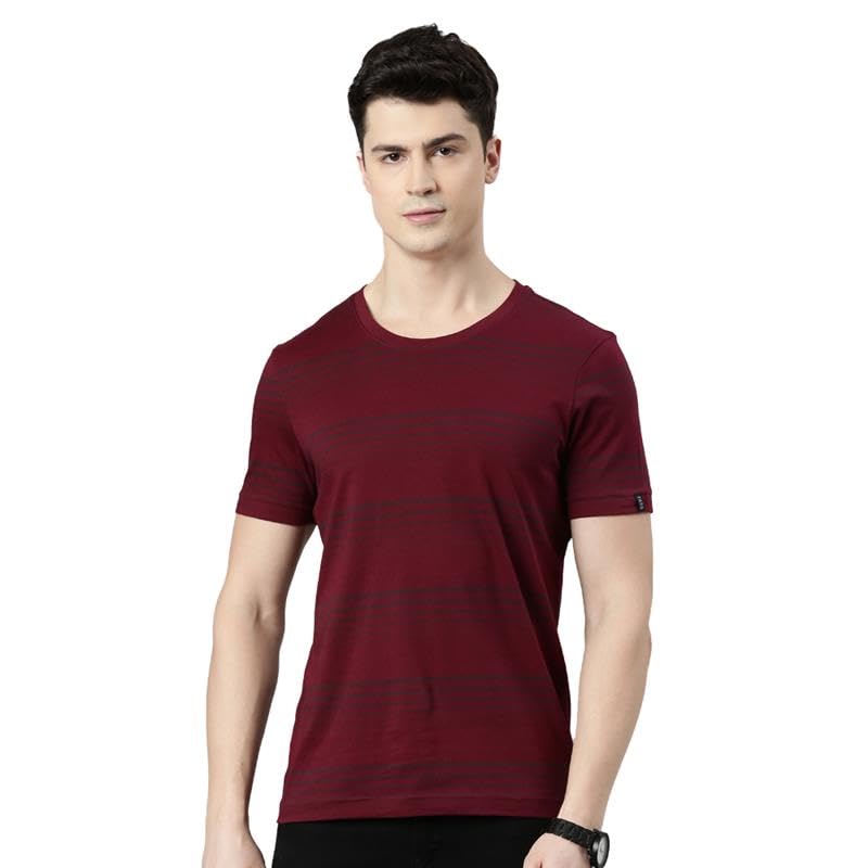 f a s o Faso Super Combed Cotton Crew Neck Half Sleeve T-Shirt for Men, Round Neck Striped Branded Tshirt for Men-picture-21