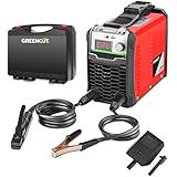 GREENCUT MMA200 - Soldador inverter turbo ventilado de corriente continua DC, 200A, potencia regulable, con tecnología iGBT, máquina de soldar portátil, color rojo GREENCUT MMA200 - Soldador inverter turbo ventilado de corriente continua DC, 200A, potencia regulable, con tecnología iGBT, máquina de soldar portátil, color rojo