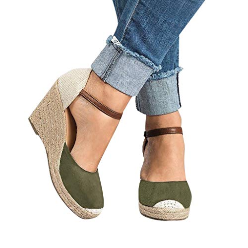 Sandalias Mujer VeranoFannyfuny Zapatos de Plataforma Plana Polaca sin Peep Toe Sandalias de Cerrojo Moda Cuñas Hasp Sandalias Zapatos Plataforma 35-43 High 8cm