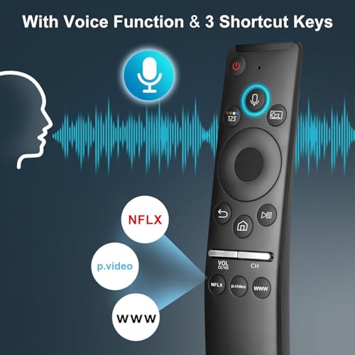 Image of KPDP Original Sammsung Voice Remote Compatible for Samsung Smart TV QLED UHD Frame Curved Solar 4K 8K Q60 Q70 Q80 Q90 8 Series 9 Series TU8000 AU8000 Voice Remote Control Replacement, Black
