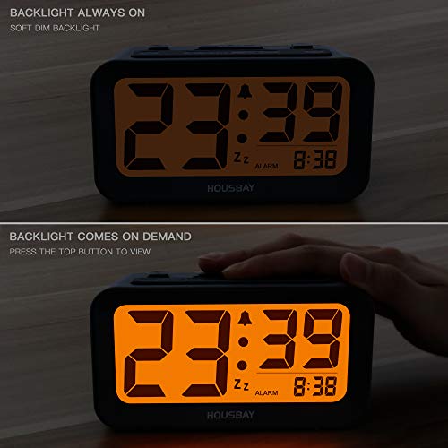 Battery Alarm Clocks for Bedrooms - Large Numbers Simple Setup Good View Angles Two Backlight Choices 12/24 Hour Cool Gray - Thumbnail 4