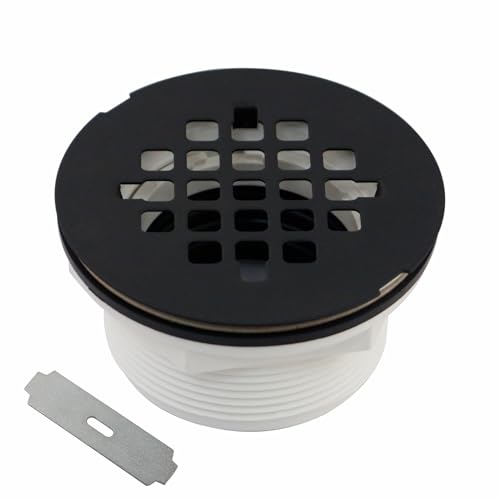 WELSAN Matte Black 2 Inch PVC Shower Drain Kit Round Shower Floor Drain