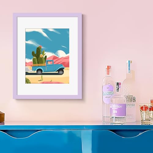 Image of upsimples 11x14 Picture Frame, Display Pictures 8x10 with Mat or 11 x 14 Without, Wall Hanging Photo Frames, Purple, 1 Pack
