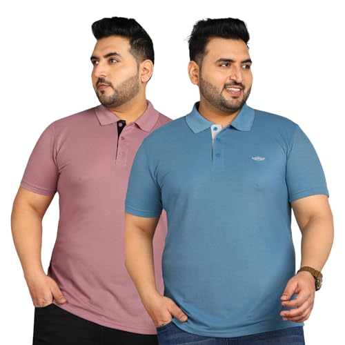 Image of INKKR Plus Size Men's Regular Fit Solid Polo Tshirt