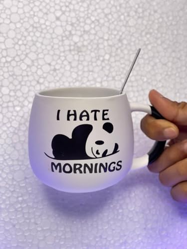 Image of Classy Corners Ideas for Panda Mugs - Ceramic Panda Print Coffee Mugs with Spoon and Lid - 300ml - Kitchen Decor