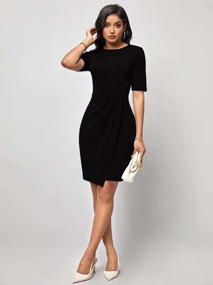 Oomph Women's Western & Fusion Wear Stetchable Party Dress For Women, Black - Md960
