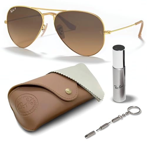 Ray-Ban RB3025 AVIATOR GRADIENT POLARIZED Pilot Shaped Sunglasses for Men & Women with Official RAYBAN Eyewear Kit
